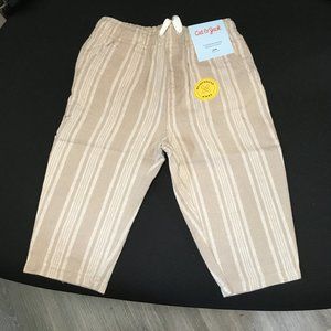 NWT Cat & Jack Drawstring Unisex Pants Cream & White Striped - Size 18 Months